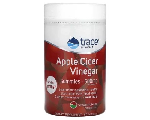 Трави Trace Minerals Яблочный уксус, 500 мг, вкус клубники и дыни, Apple Cider Vinegar Gu (TMR-00565)