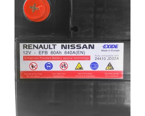 Акумулятор автомобільний EXIDE START-STOP EFB 60Ah Ев (-/+) (640EN) (24410JD22A)