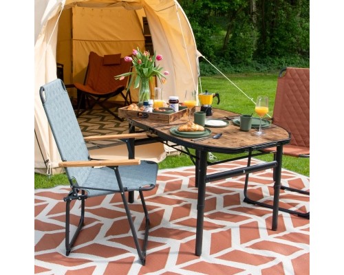 Туристичний стіл Bo-Camp Woodbine Oval 100x70 cm Black/Wood look (1404185)