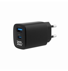 Зарядний пристрій Gembird 1xUSB-A (QC3.0 18W) + 1 Type-C (PD20W) LCD black (TA-UC-PDQC30LCD-BK-01)
