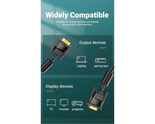 Кабель мультимедійний VGA 15M-15M 3.0m ferrite Vention (DAEBI)