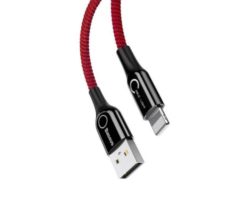 Дата кабель USB 2.0 AM to Lightning C-shaped Light Intelligent power-off Red Baseus (CALCD-09)