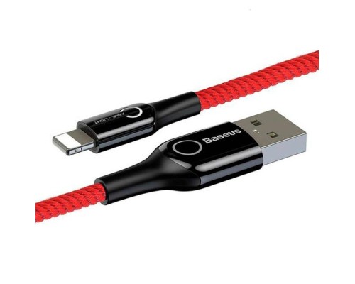 Дата кабель USB 2.0 AM to Lightning C-shaped Light Intelligent power-off Red Baseus (CALCD-09)