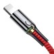 Дата кабель USB 2.0 AM to Lightning C-shaped Light Intelligent power-off Red Baseus (CALCD-09)