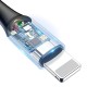 Дата кабель USB 2.0 AM to Lightning C-shaped Light Intelligent power-off Red Baseus (CALCD-09)