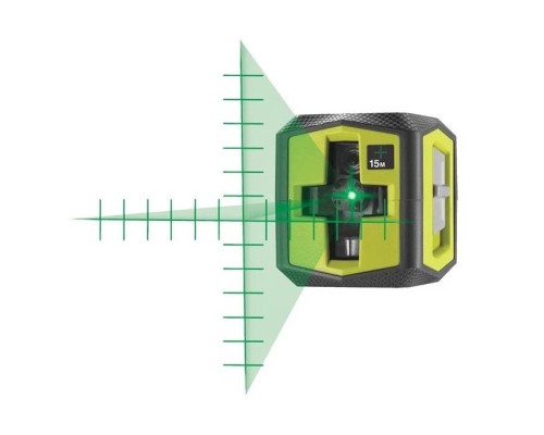 Лазерний нівелір Ryobi RBCLLG2 до 15м ±0.5мм, перехресний зелений, 2хАА 0.4кг (5133005497)
