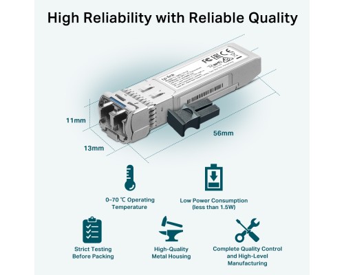 Модуль SFP Transceiver SFP+ 10GBase-LR, SM, 10km, LC TP-Link (TL-SM5110-LR)