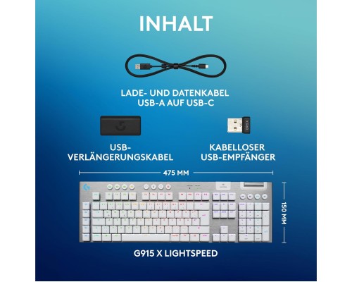 Клавіатура Logitech G915 X Lightspeed Switch-Tactile Wireless/Bluetooth/USB UA White (920-012690)