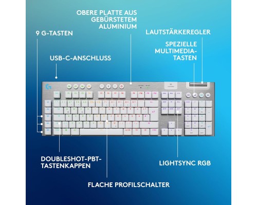 Клавіатура Logitech G915 X Lightspeed Switch-Tactile Wireless/Bluetooth/USB UA White (920-012690)