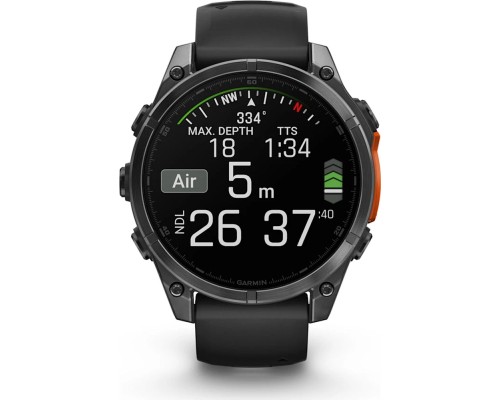 Смарт-годинник Garmin fenix 8 47mm, AMOLED, Glass/SS, SlateGray Steel/Black, BlkBnd, GPS (010-02904-00)