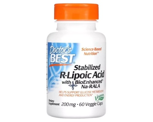 Вітамінно-мінеральний комплекс Doctor's Best R-ліпоєва кислота, 200 мг, Stabilized R-Lipoic Acid with BioEnhanced Na-RALA, 60 (DRB-00278) Вітамінно-мінеральний комплекс Doctor's Best R-ліпоєва кислота, 200 мг, Stabilized R-Lipoic Acid with BioEnhanced Na-RALA, 60 (DRB-00278)