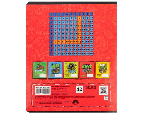 Зошит Kite Ninja Turtles, 12 аркушів, клітинка (NT24-232)