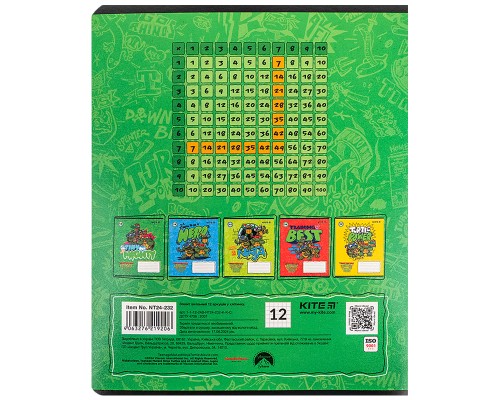 Зошит Kite Ninja Turtles, 12 аркушів, клітинка (NT24-232)