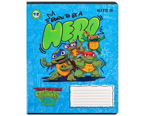 Зошит Kite Ninja Turtles, 12 аркушів, клітинка (NT24-232)