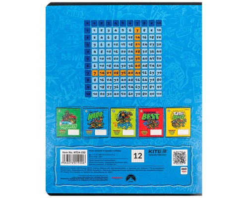 Зошит Kite Ninja Turtles, 12 аркушів, клітинка (NT24-232)