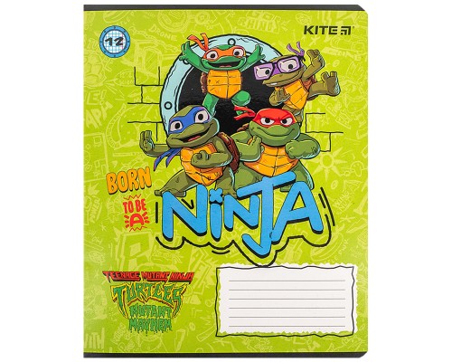 Зошит Kite Ninja Turtles, 12 аркушів, клітинка (NT24-232)