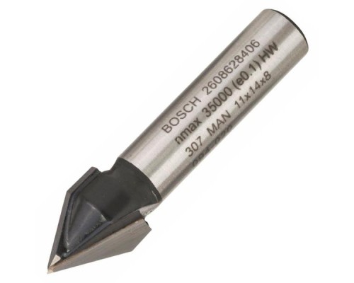 Фреза Bosch Professional пазова V-подібна V, Std, S8, D11, L14 60° (2.608.628.406)