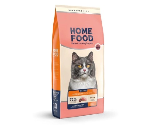 Сухий корм для кішок Home Food For sterilised з куркою та лівером 10 кг (4820235020651)