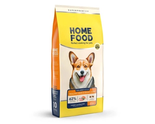 Сухий корм для собак Home Food ADULT MEDIUM Healthy skin and shiny coat з індичкою та лососем 10 кг (4820235020392)