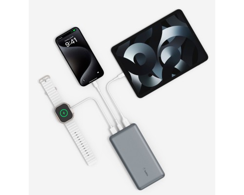 Батарея універсальна Belkin 10000mAh 15W 2xUSB-A, USB-C Gray (BPB011BTGY)