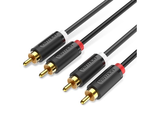 Кабель мультимедійний 2-Male to 2-Male RCA Cable 1.5M Black VENTION (BCMBG)