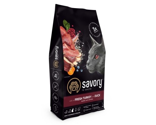 Сухий корм для кішок Savory Adult Cat Steril Fresh Turkey and Duck 8 кг (4820232631607)