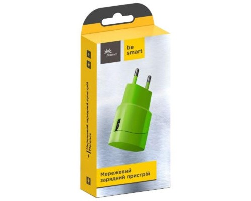 Зарядний пристрій Florence USB, 1.0A lime green color (FW-1U010L)