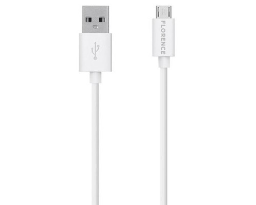 Зарядний пристрій Florence 1USB 1A + microUSB cable white (FL-1000-WM)