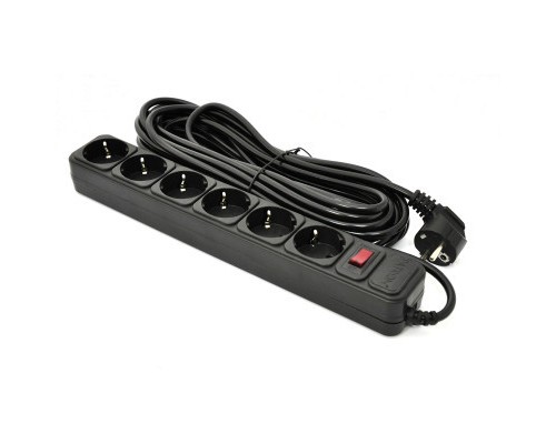 Мережевий фільтр живлення Patron 10 m3*1mm2 (SP-10610) 6 розеток BLACK (EXT-PN-SP-10610)