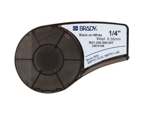 Стрічка для принтера етикеток Brady M21-250-595-WT, vinyl, 6.35mm/6.4m. Black on White (M21-250-595-WT)