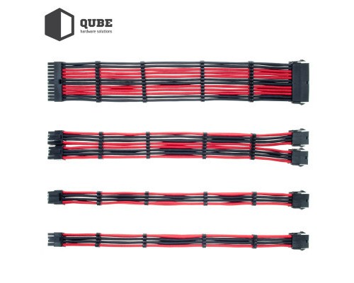Кабель Qube для блока питания QUBE 1*24P MB, 2*4+4P CPU,2*6+2P VGA Bla (QBWSET24P2x8P2x8PBR)