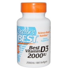 Вітамін Doctor's Best Вітамін D3 2000IU, 180 желатинових капсул (DRB-00210)