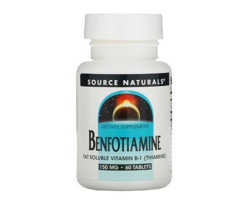 Вітамінно-мінеральний комплекс Source Naturals Бенфотіамін, 150 мг, Benfotiamine, 60 таблеток (SN1906)