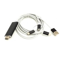 Кабель мультимедійний HDMI (M) to Lightning, Type-C, mirco USB 1.0m PowerPlant (CA911912)