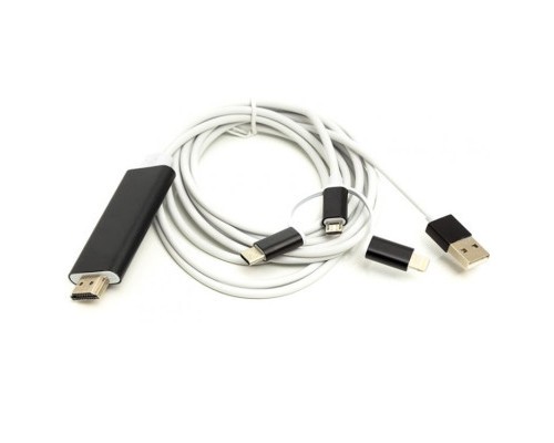 Кабель мультимедійний HDMI (M) to Lightning, Type-C, mirco USB 1.0m PowerPlant (CA911912) Кабель мультимедійний HDMI (M) to Lightning, Type-C, mirco USB 1.0m PowerPlant (CA911912)