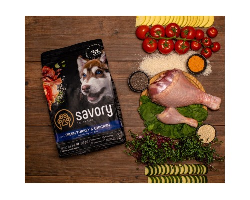 Сухий корм для собак Savory Junior Large rich in Fresh Turkey and Chicken 3 кг (4820232630204)