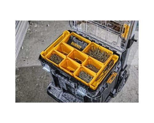 Ящик для інструментів DeWALT TSTAK, прозора кришка, 10 чашок, IP54 (DWST82968-1)
