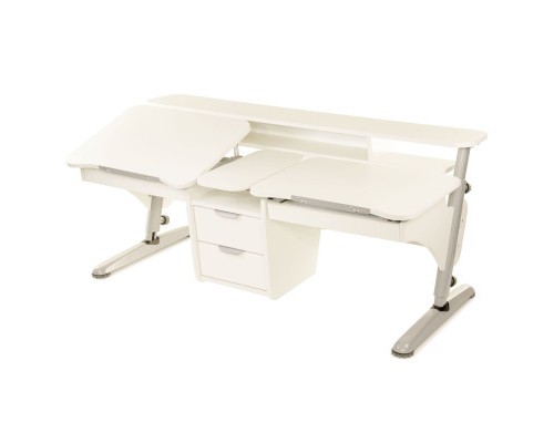 Парта Pondi Ергономік трансформер для 2 дітей Біло-сіра (БЛ311СР)