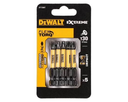Набір біт DeWALT IMPACT TORSION, ударні, Torx, Т30, L = 57 мм, 5 шт (DT7398T)
