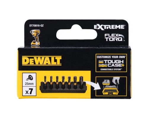 Набір біт DeWALT в касеті для Tough Case, FlexTorq, L25 мм,Т15,Т20-2 шт, Т25-2 шт,Т30,Т40 (DT70816)