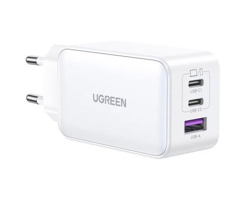 Зарядний пристрій Ugreen USB-A+2*USB-C 65W GaN Tech Fast White (CD224/15334)