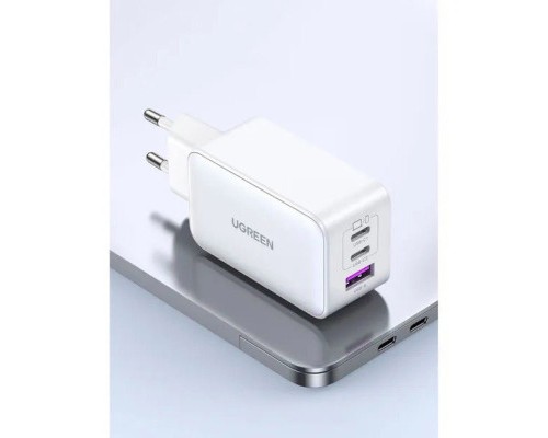 Зарядний пристрій Ugreen USB-A+2*USB-C 65W GaN Tech Fast White (CD224/15334)