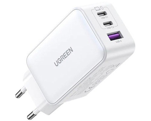 Зарядний пристрій Ugreen USB-A+2*USB-C 65W GaN Tech Fast White (CD224/15334)