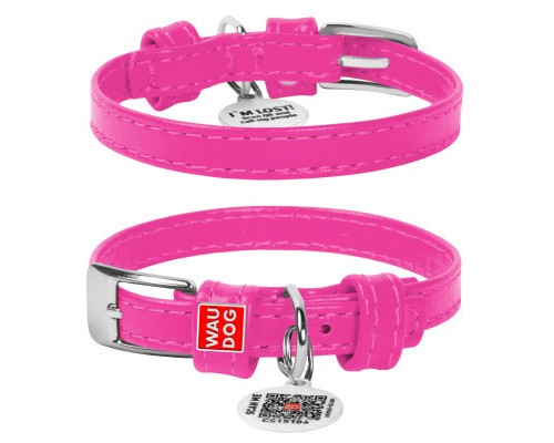 Нашийник для тварин WAUDOG Glamour з QR паспортом без прикрас M Ш 25 мм рожевий (33047)