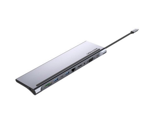 Концентратор Vention USB3.1 Type-C to HDMI/VGA/USB-C/USB3.0x3/RJ45/SD/TF/TRRS 3.5mm/PD 100W 11in1 (THTHC)