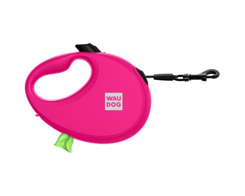 Повідок для собак WAUDOG R-leash з контейнером для пакетів L до 40 кг 5 м рожевий (26297)