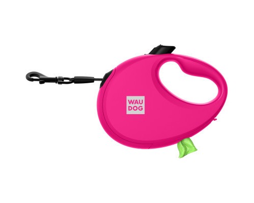 Повідок для собак WAUDOG R-leash з контейнером для пакетів L до 40 кг 5 м рожевий (26297)