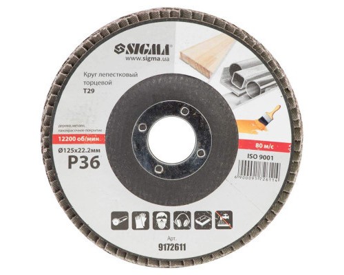 Круг зачистний Sigma пелюстковий торцевий Т29 (конічний) 125мм P36 (9172611)