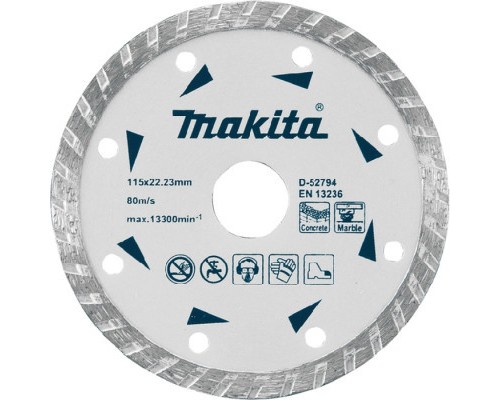 Круг відрізний Makita алмазний по бетону та мармуру турбо 115x22.23 мм (D-52794)
