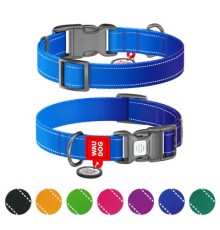 Нашийник для тварин WAUDOG Nylon Mono з QR паспортом, пластиковий фастекс L синій (521512)